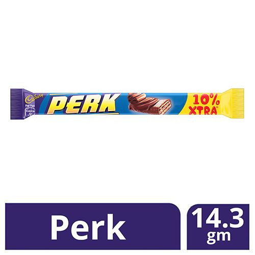 Cadbury Perk - Chocolate Bar, 13 gm Pouch (10% Extra 14.3 gm)