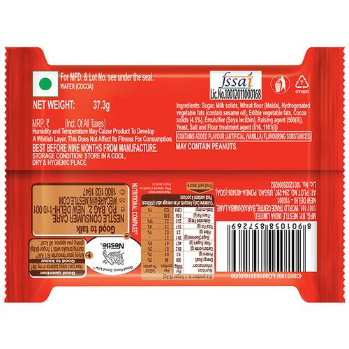 Nestle  Kitkat 4 Finger Chocolate Covered Wafer Bar, 37.3 g Pouch