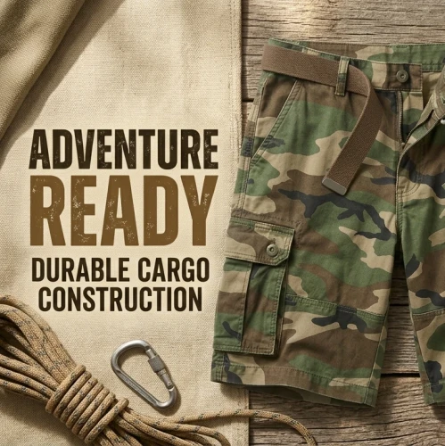 Loose Fit Camouflage Heavy Cotton Shorts For Men